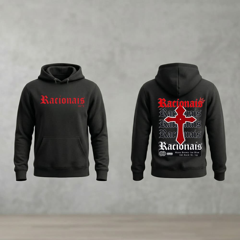 Moletom Canguru Racionais Mcs Plus Size  Lançamento Capuz Inverno Casaco Frio Algodão Confortável