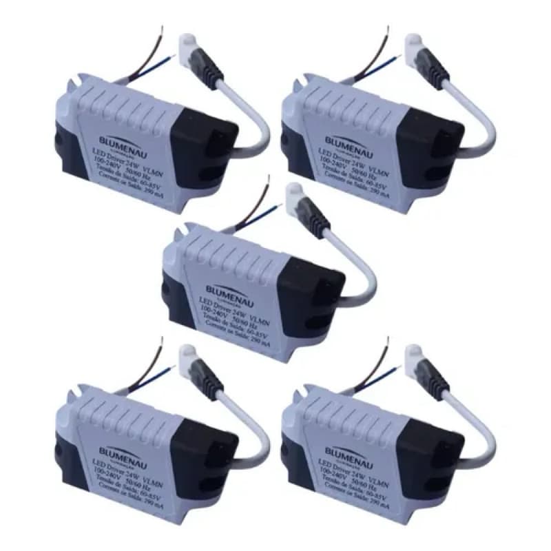Kit 5 Drivers LED 24W Blumenau Original Bivolt – Fonte Reator para Painel Plafon LED Alta Durabilidade