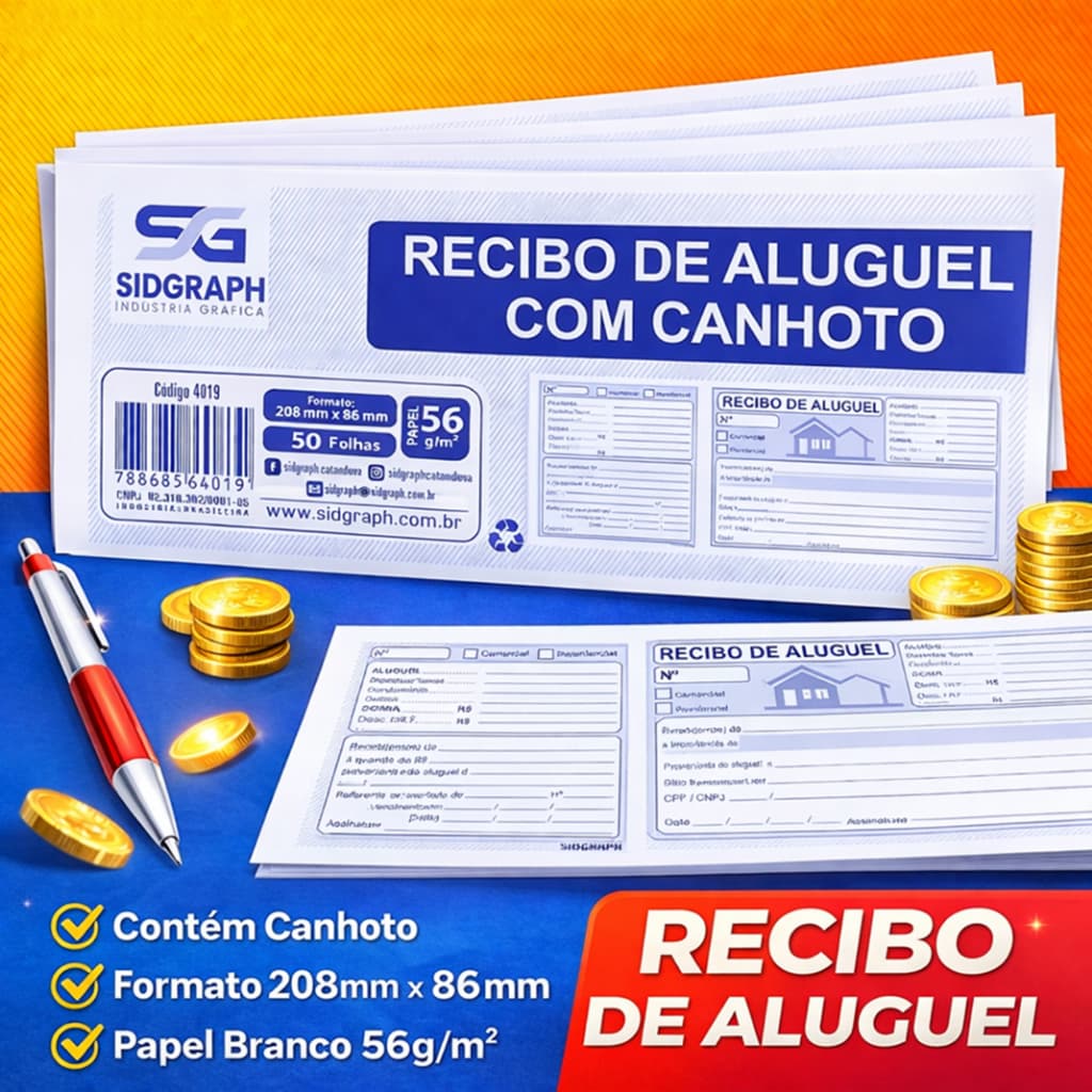 1 2 3 5 10 Bloco Talão Recibo de Aluguel Com Canhoto 50 folhas Bloco Profissional Grande