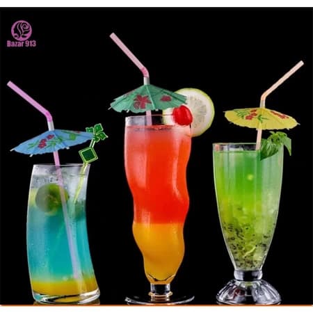 Canudo Sombrinha - Guarda-chuva para Drinks Copo Festa Tropical Decoração - KIT COM 24 UNIDADES (ALEATORIAS)