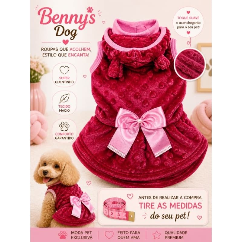 Vestido Pet Ultra Soft Inverno roupa para cachorros e gatos.