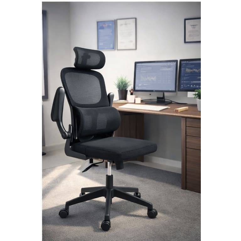 Cadeira Ergonômica Escritório Mesh Giratória Regulável Apoio Cabeça Conforto Home Office