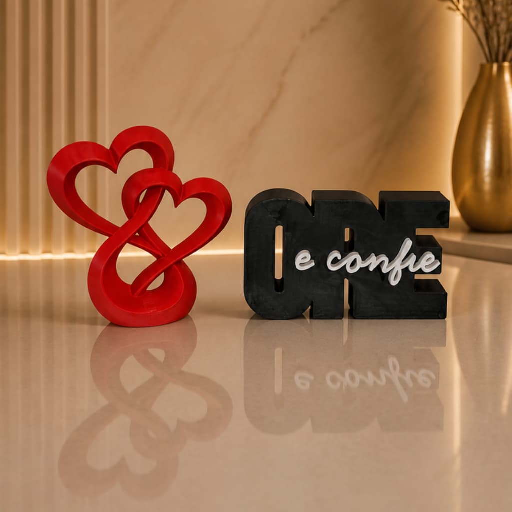 Ore e Confie Frase Decoração para quarto escritório Ore e Confie + Coração entrelaçado de Fé. kit com duas peças.