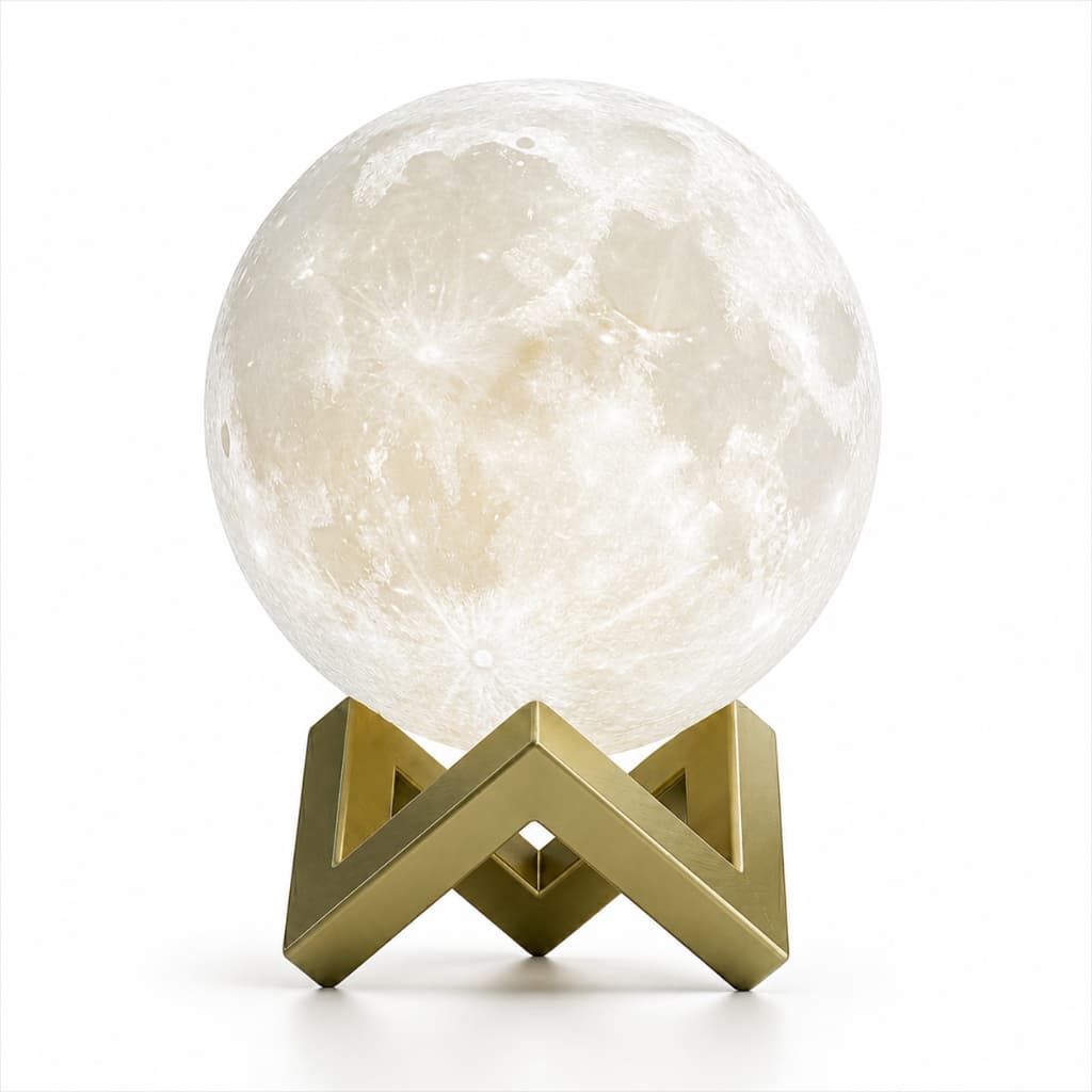 Luminária de Lua Decorativa Abajur Realista Quarto Escritório Casa Escrivaninha