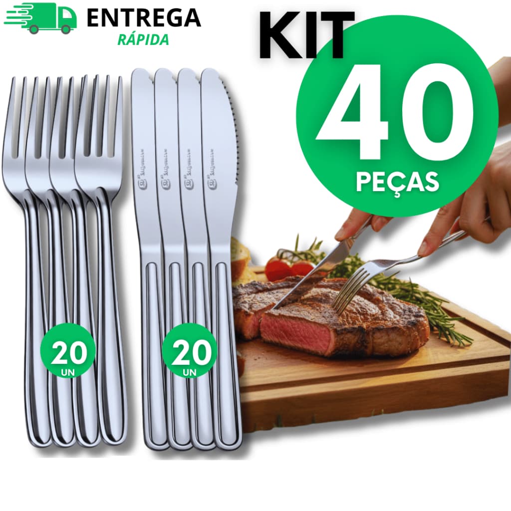 KIT Garfo Faca Aço Inox Mesa Casa Para Cozinha Restaurantes Talheres Utensílios Garfos Facas
