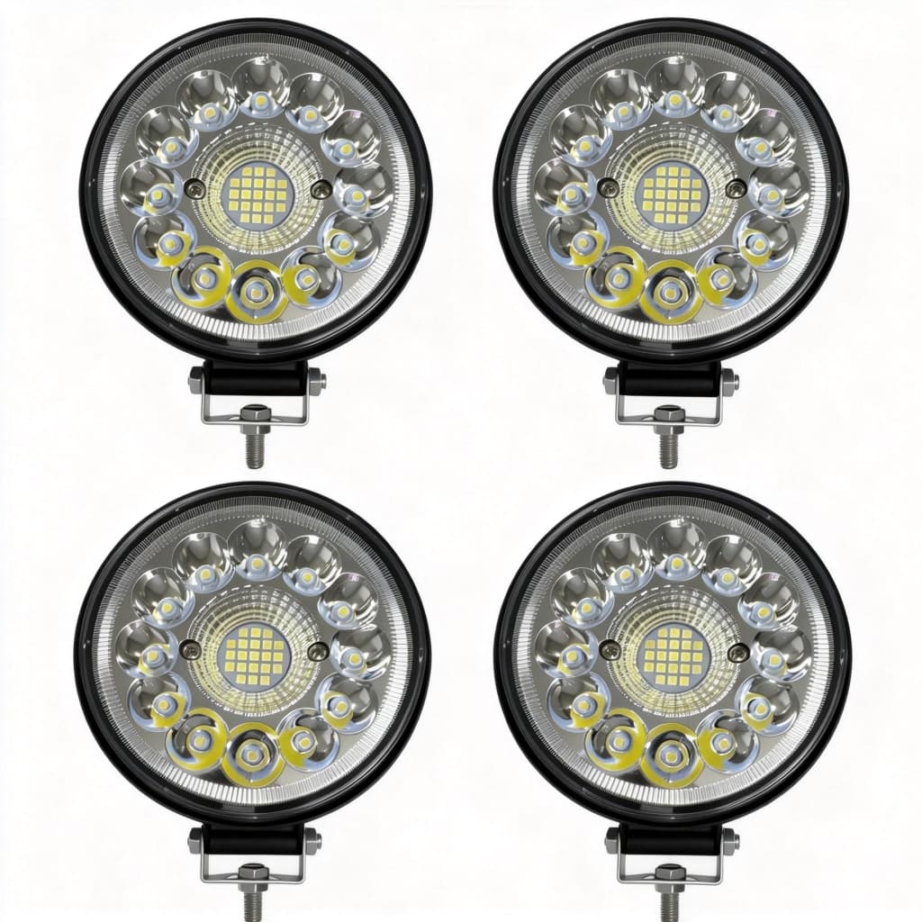Kit 4 Farol Led Redondo Milha 99w 33 Leds Carro Jeep 12v24v