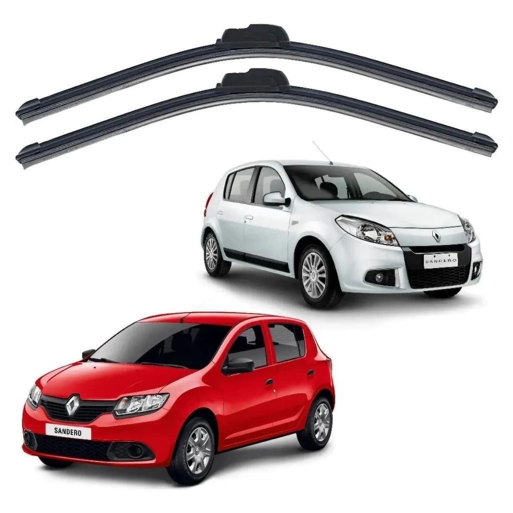 Par Palhetas Limpador Parabrisa Renault Sandero 2007 a 2014 Silicone 20/20