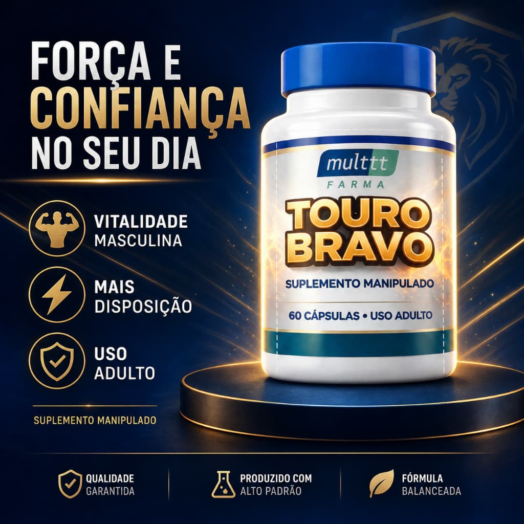 Touro Bravo Suplemento Masculino Disposição Força Energia Confiança 60 Cápsulas Uso Adulto Manipulado
