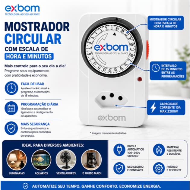 Timer Temporizador Analógico Mecânico Bivolt Automático 127/220v Kit  Exbom