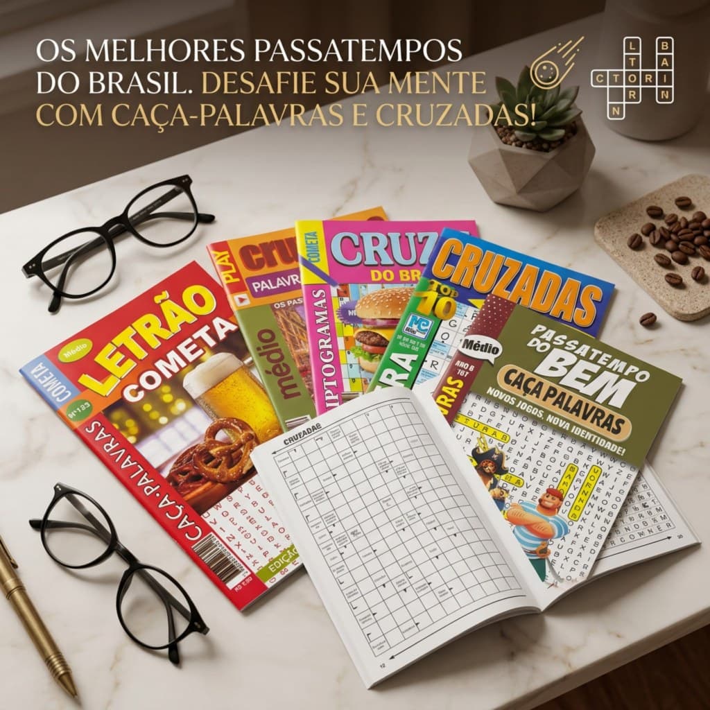 KIT 20 Revistas Passatempos Sortidos | Caça-Palavras, Cruzadas, Criptograma, Numerex e Numericx