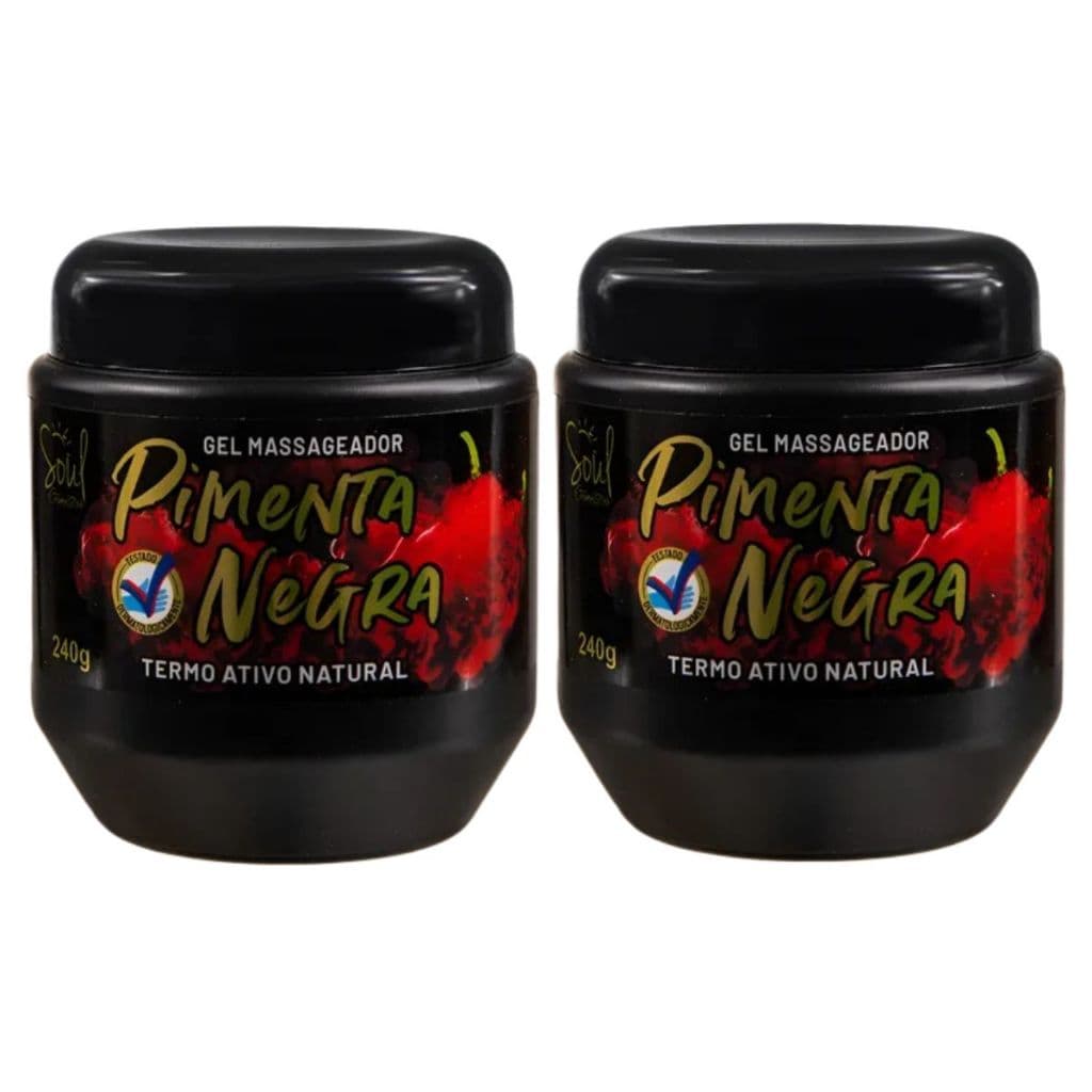 Kit 2 Unid. Gel Massageador Pimenta Negra 240g Soul Cosméticos.
