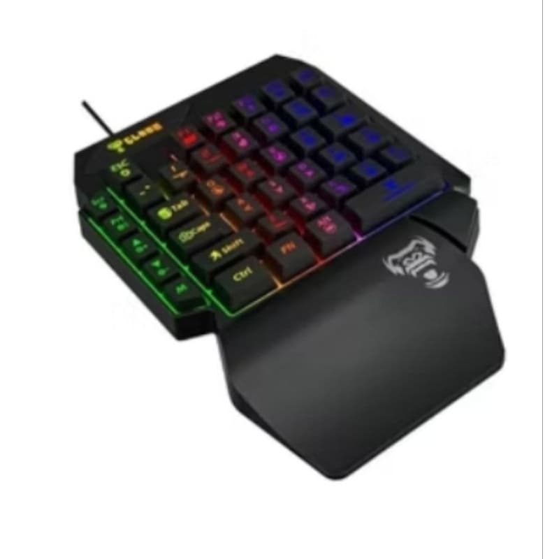 Teclado Gamer Void da marca Clanm com iluminação Rainbow e apoio de pulso.Design Compacto