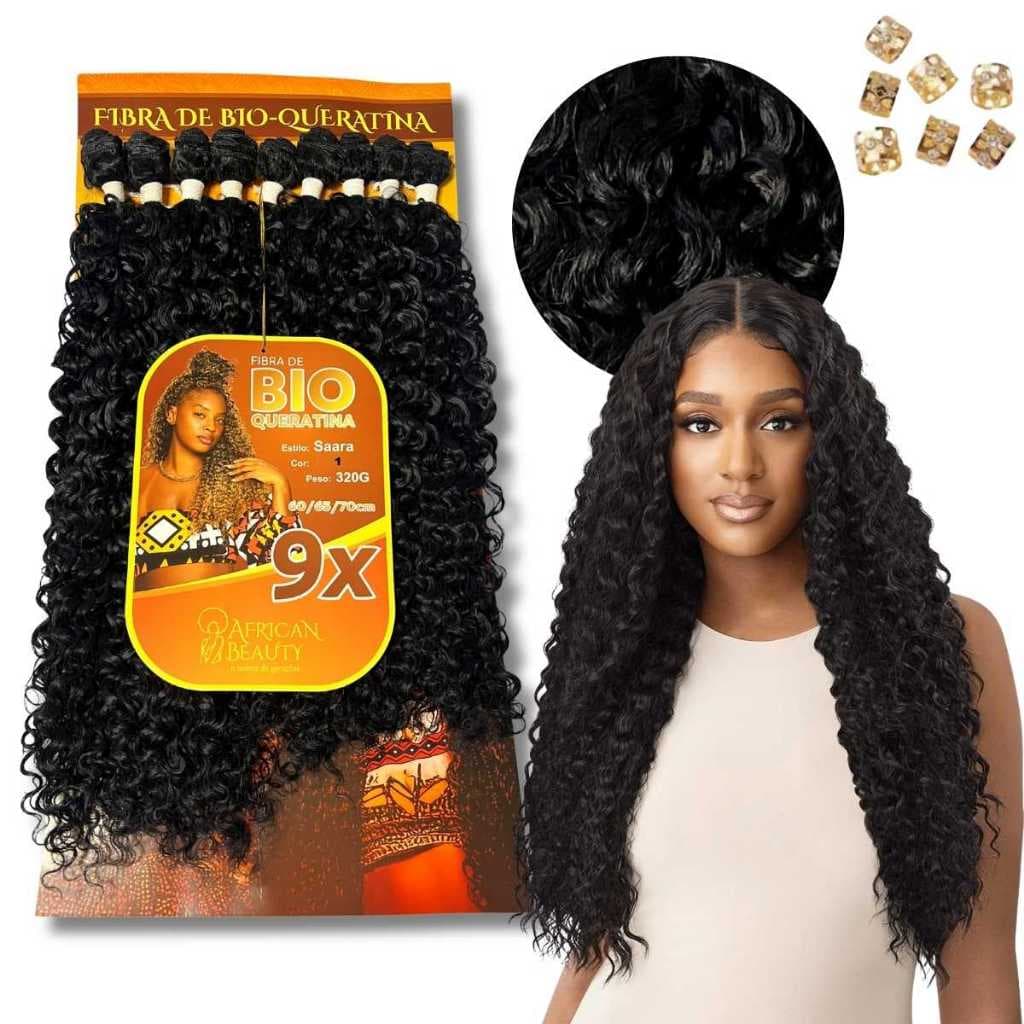 Cabelo Tela Entrelace Bio Queratina 9x 70cm Saara African Beauty Cacheado