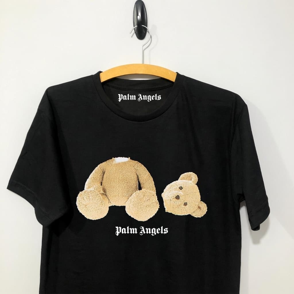 Camiseta Palm Angels Bear Streetwear 100% Algodão Premium Ursinho de Pelúcia Urso Estampado na Frente