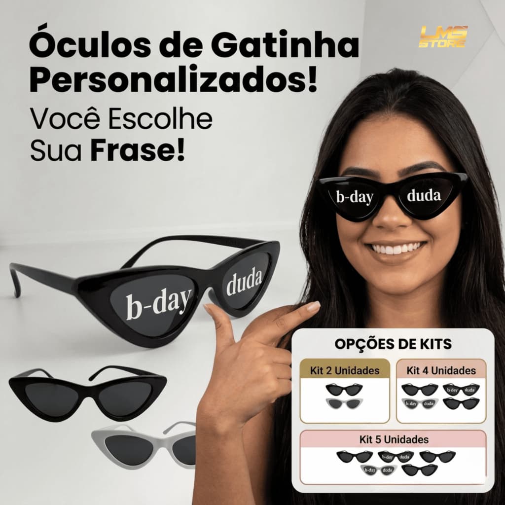 Óculos de sol gatinho blogueira cat personalizado com adesivo, para festa, casamentos e eventos oculos personalizado