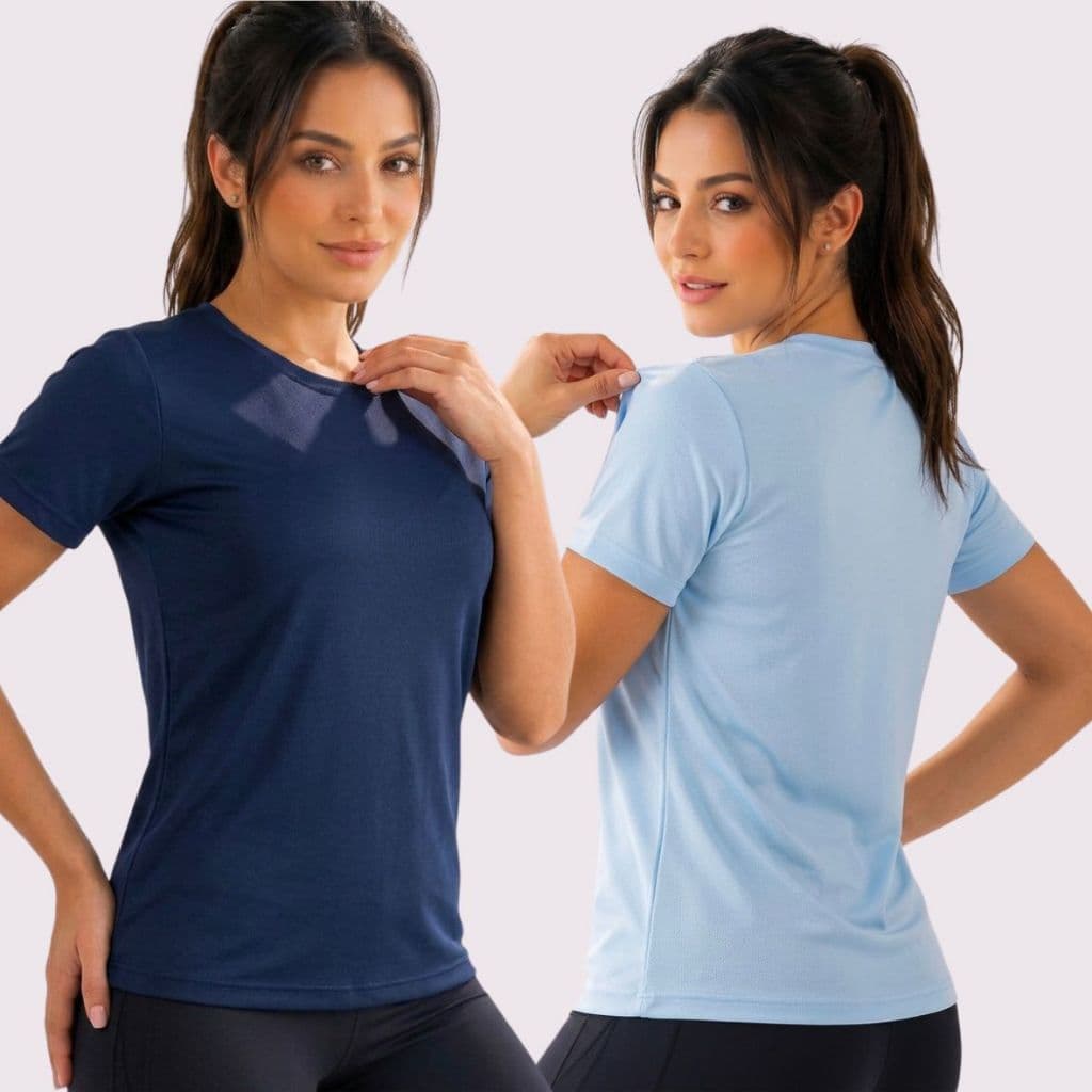 Kit 2 Camisetas Academia Dry Fit Baby Look Treino Corrida Tecido Respirável