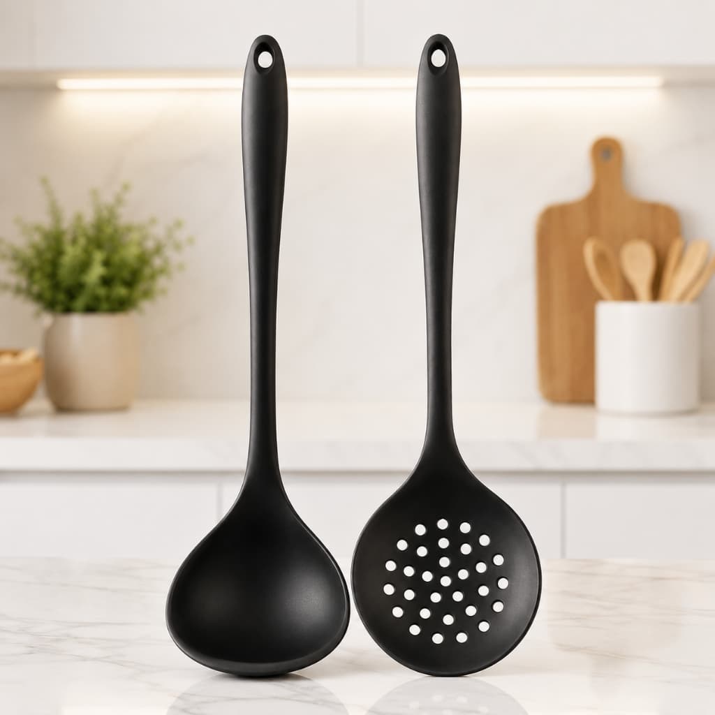 Concha + Escumadeira Silicone Premium Não Risca Panela Alta Resistência