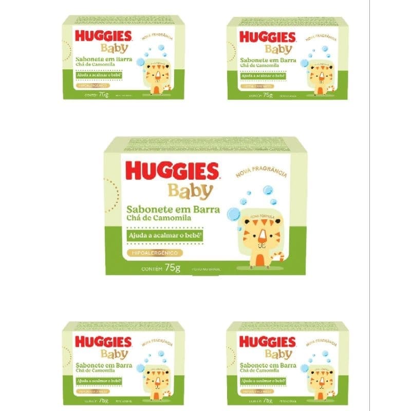 Sabonete Huggies Camomila/ Extra Suave 75g 5 Unidades