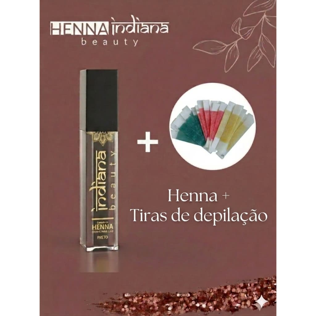 Henna Pronta Indiana Beauty 4g Designer Original Castanho Claro Medio Escuro Ruivo + Tiras Depilação
