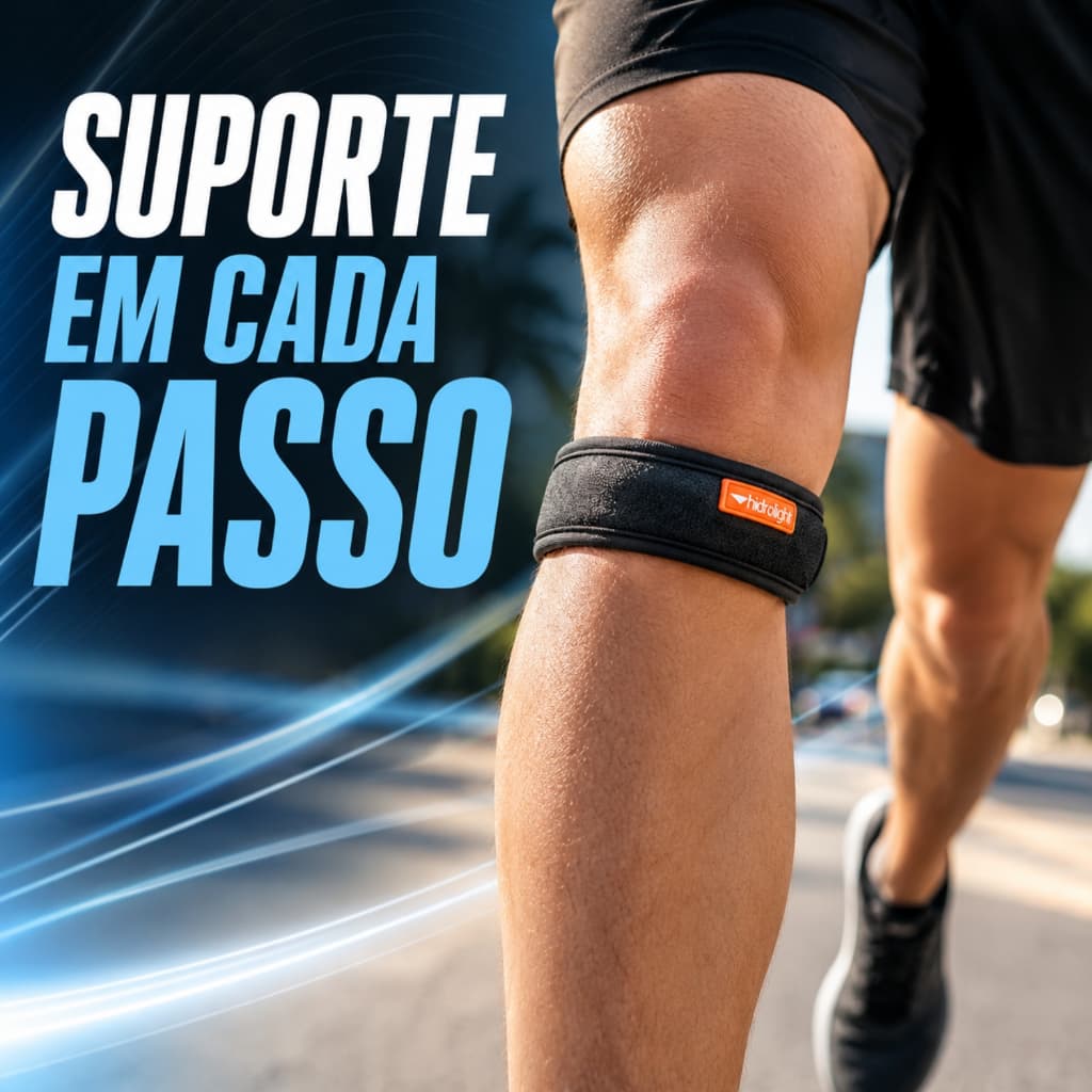 Faixa Sub Patelar Hidrolight Subpatelar para Joelho Tendinite Patelar Suporte Alívio da Dor Preta