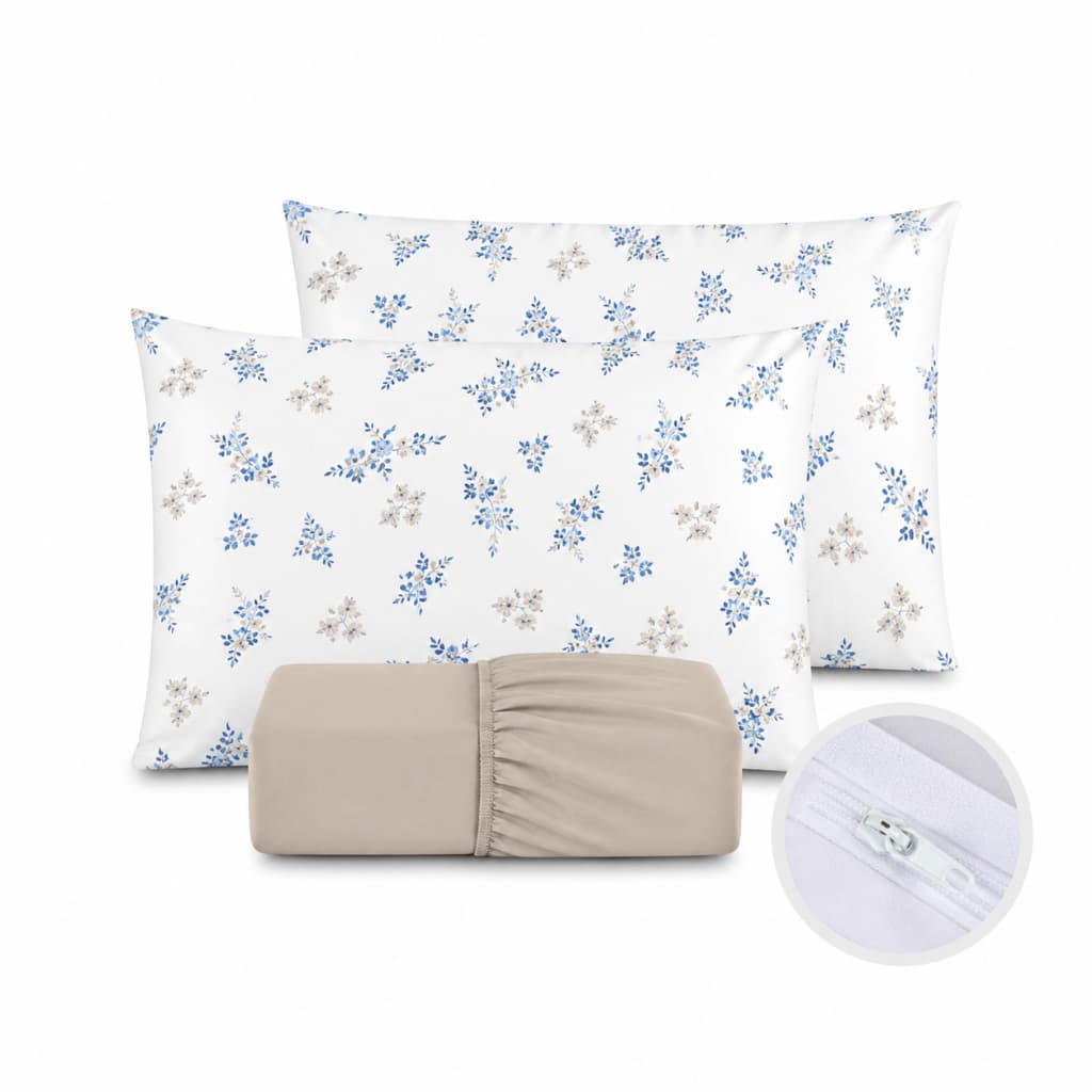 Jogo de Lençol de Cama Coleção Estampados Micropercal 400 Fios Fronha Em Zíper