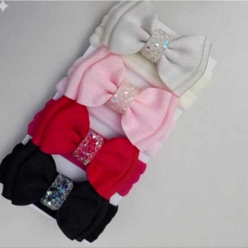 Faixa de bebê RN de luxo rosa vermelho com brilho confortáveis e delicadas