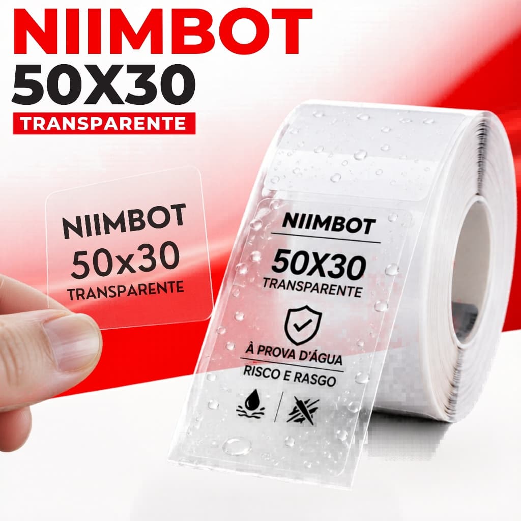 Rolo Etiqueta Niimbot B1 / B21 Transparente 50x30mm (230un)