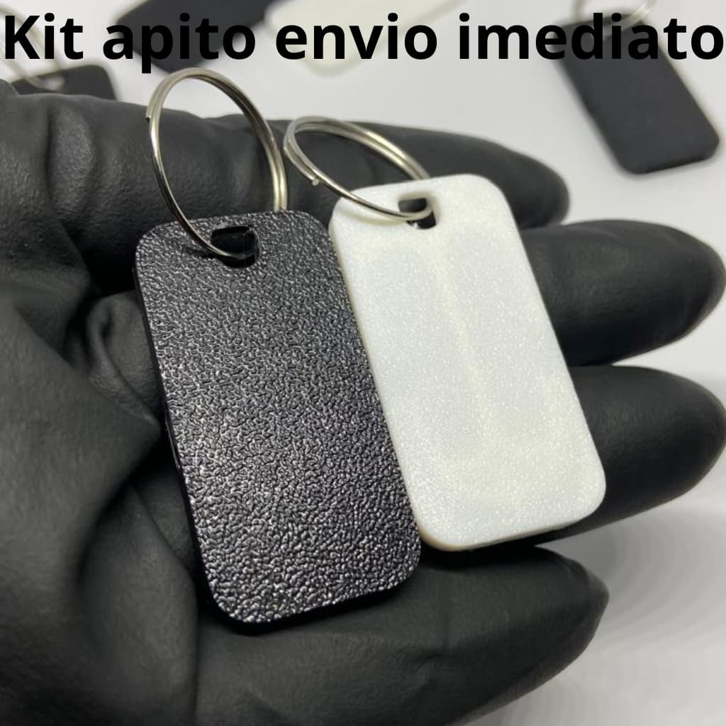Kit 4 Apitos Chaveiro Personalizado Preto ou Branco Argola Metálica Resistente