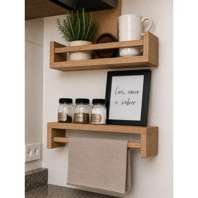NICHO 2 PÇS PORTA TEMPERO PORTA PANO ORGANIZADOR COZINHA  E PORTA LIVROS MDF 50 X 10 JÁ  VAI MONTADO!