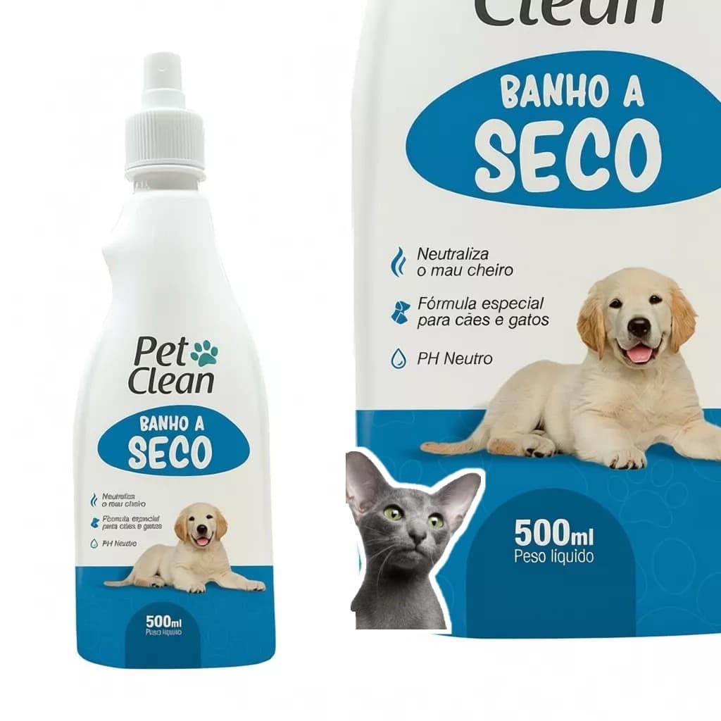 Banho a Seco Líquido Spray Sem Enxágue para Cachorro e Gato - Pet Clean - 500 ml