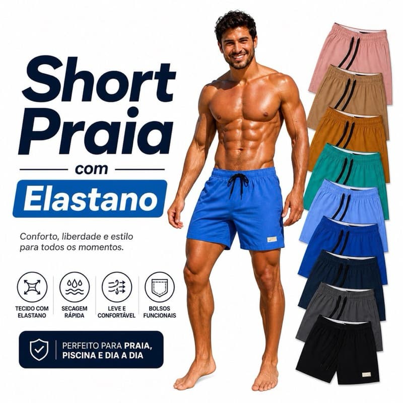 Short Praia Masculino - Elastano - Alta Qualidade