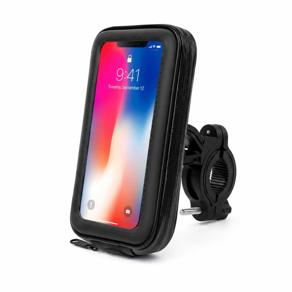 Suporte Telemóvel Impermeável para Mota e Bicicleta MTG-016B Preto  Descrição do produto