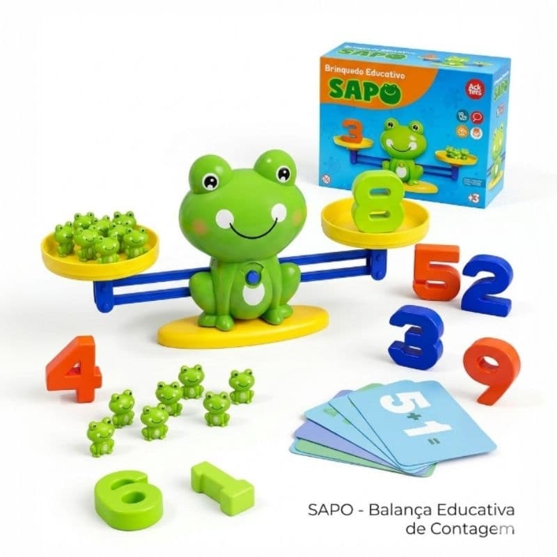 Balança Infantil Sapinho -Brinquedo Pedagógico (TAMANHO DA BALANÇA L 21cm x 10cm )