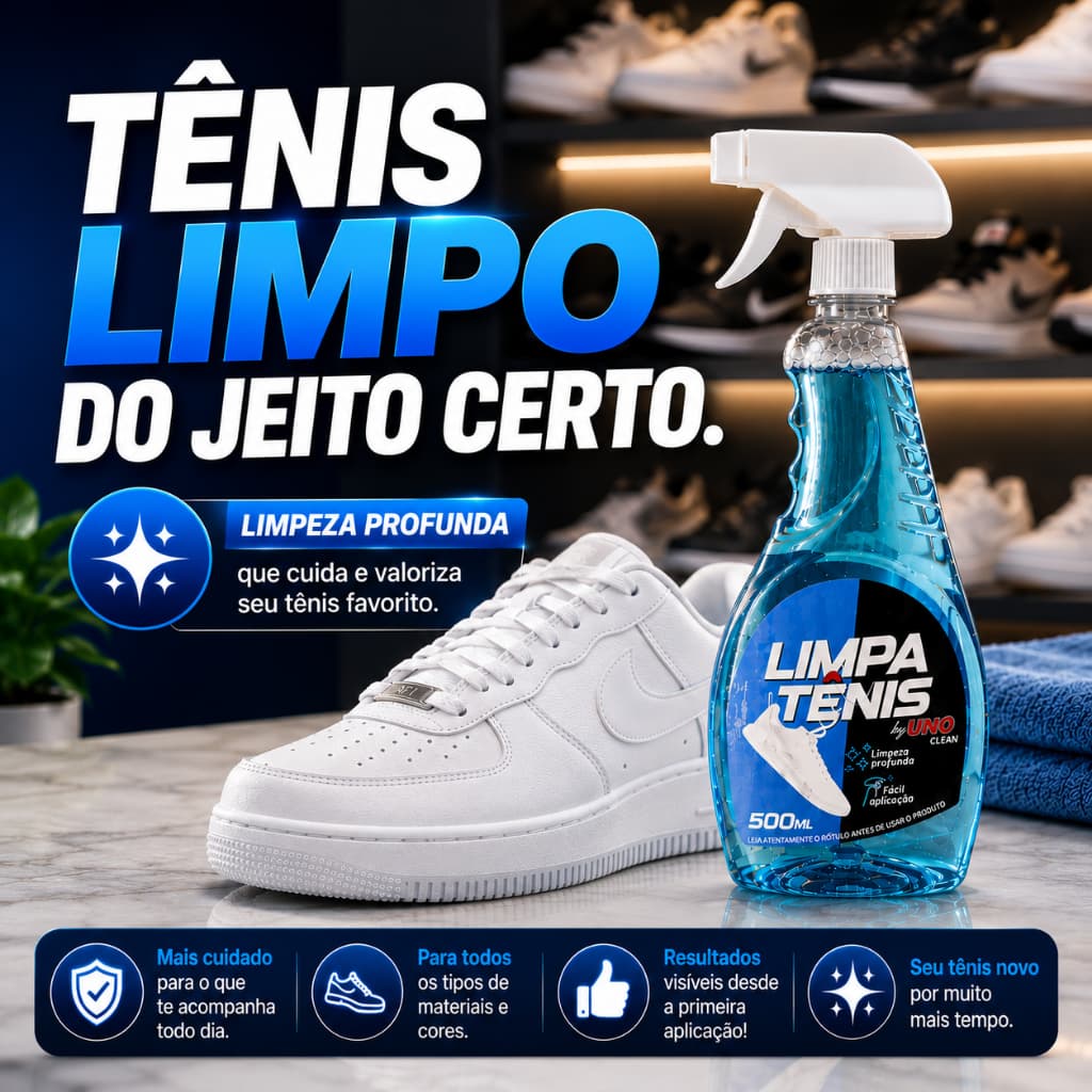 Limpa Tênis Branco 500ml Remove Manchas Amarelado Odores Sapatos Tênis Couro Tecido Borracha Rápida
