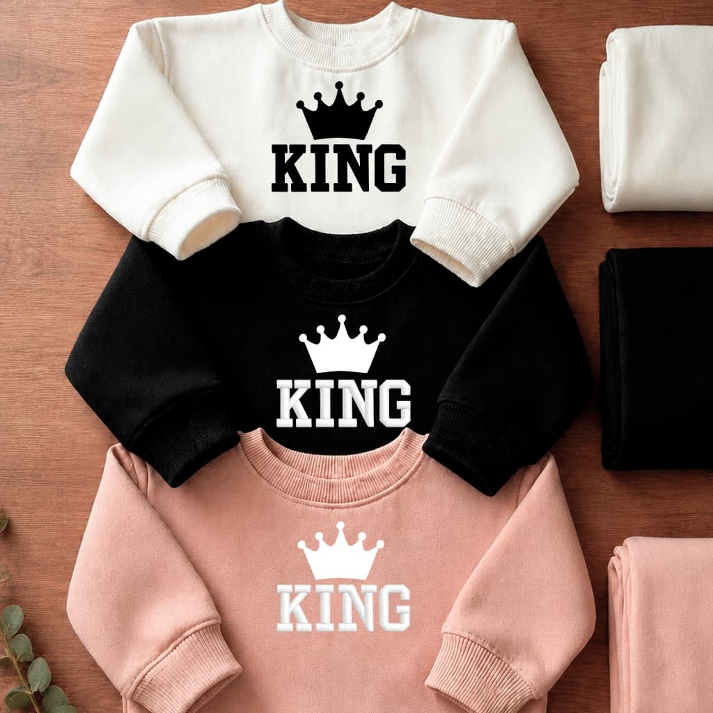 Conjuntinho Moletom Infantil Bebê Blusa + Calça (BORDADO) KING