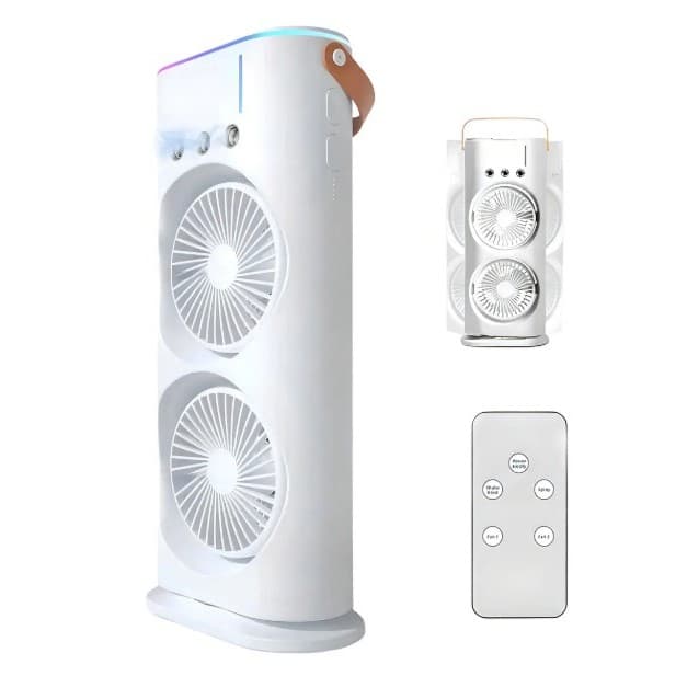Mini Ventilador Climatizador Duplo Com Umidificador Potente