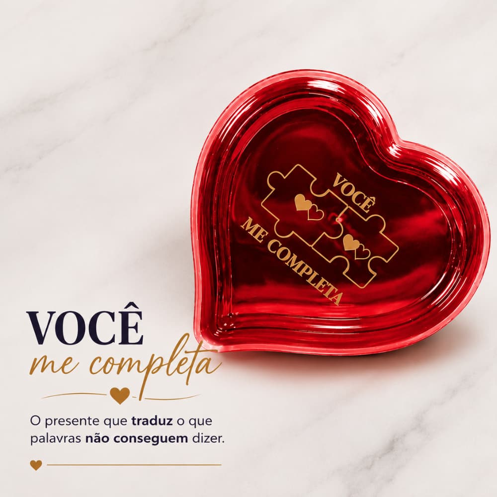 Caixa Coração Acrílico + Xícaras Vermelha ou Preta | Presente Dia dos Namorados | Cesta Café e Bombons