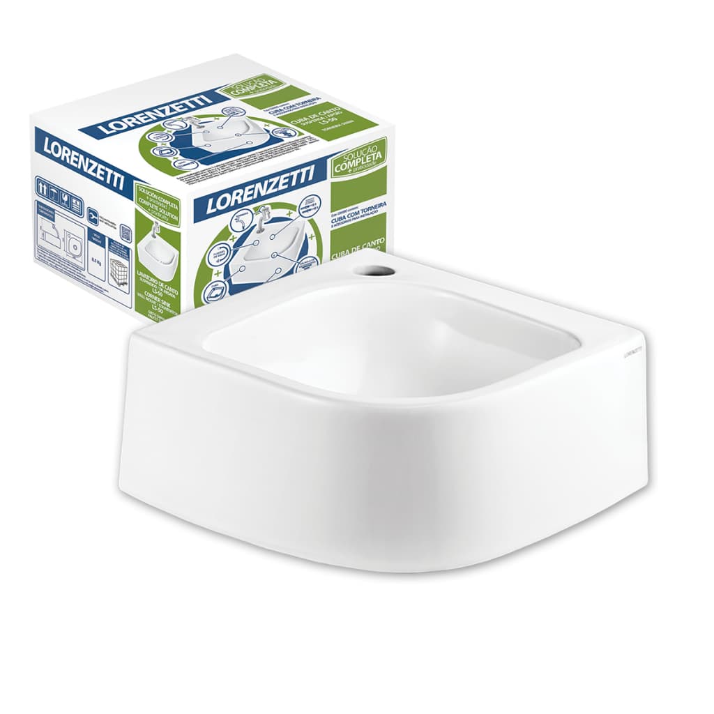 Cuba Suspensa Canto Lorenzetti LS50 Branca Cerâmica para Lavabo Banheiro Pequeno Compacto Mesa