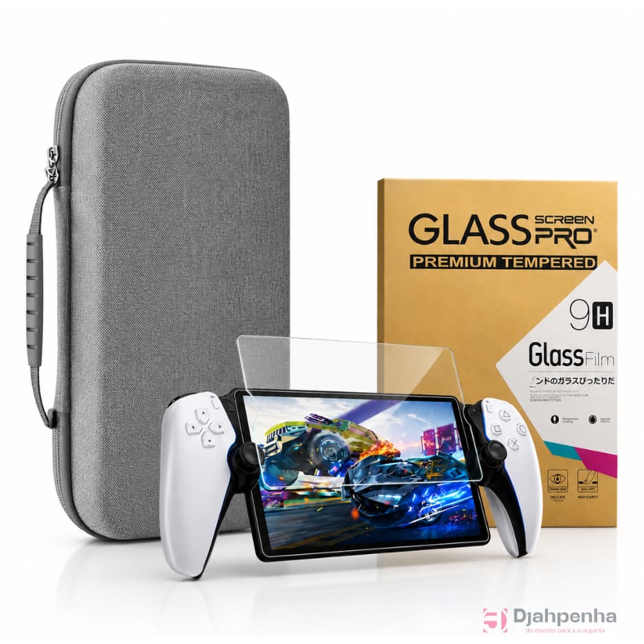 Estojo Capa bag Case Para Ps Portal Playstation PS5 + Película De Vidro 3D cobre toda tela