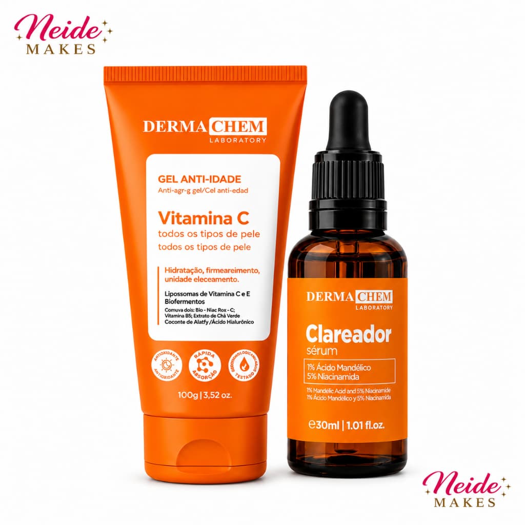 Kit Skincare Dermachem SÉRUM CLAREADOR 30ML E GEL VITAMINA C - ANTI-IDADE 100G