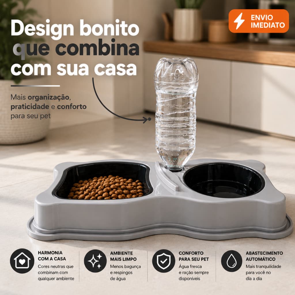 Comedouro Cachorro Bebedouro Gato Automático Fonte de Água para Gatos Dualdog Durapets