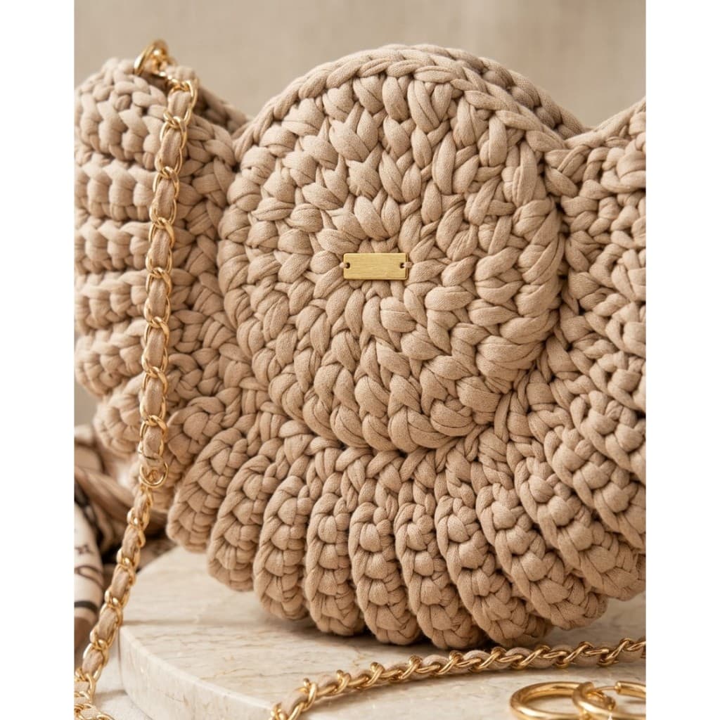 Bolsa de Crochê Luxo em Fio de Malha | Bolsa Tiracolo Feminina Fio de Malha Grosso e Resistente