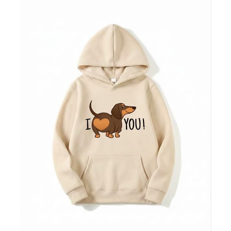 Blusa Moletom com capuz I Love Dachshund Cut Dog Moletom Canguru Cachorro Fofinho