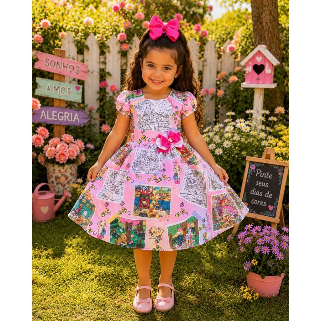 Vestido Bobie Goods Pinte e Lave para Colorir Menina de 4 a 12 Anos