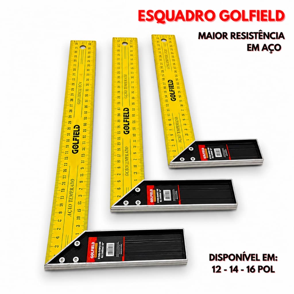 Esquadro Régua de Aço 12" 14" 16" Pol Carpinteiro Pedreiro