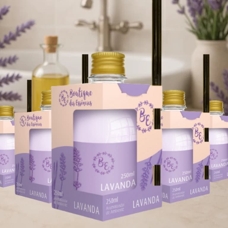 Kit 4 Aromatizador Ambiente 250ml Varetas BE Lavanda Perfume Ambiente Premium