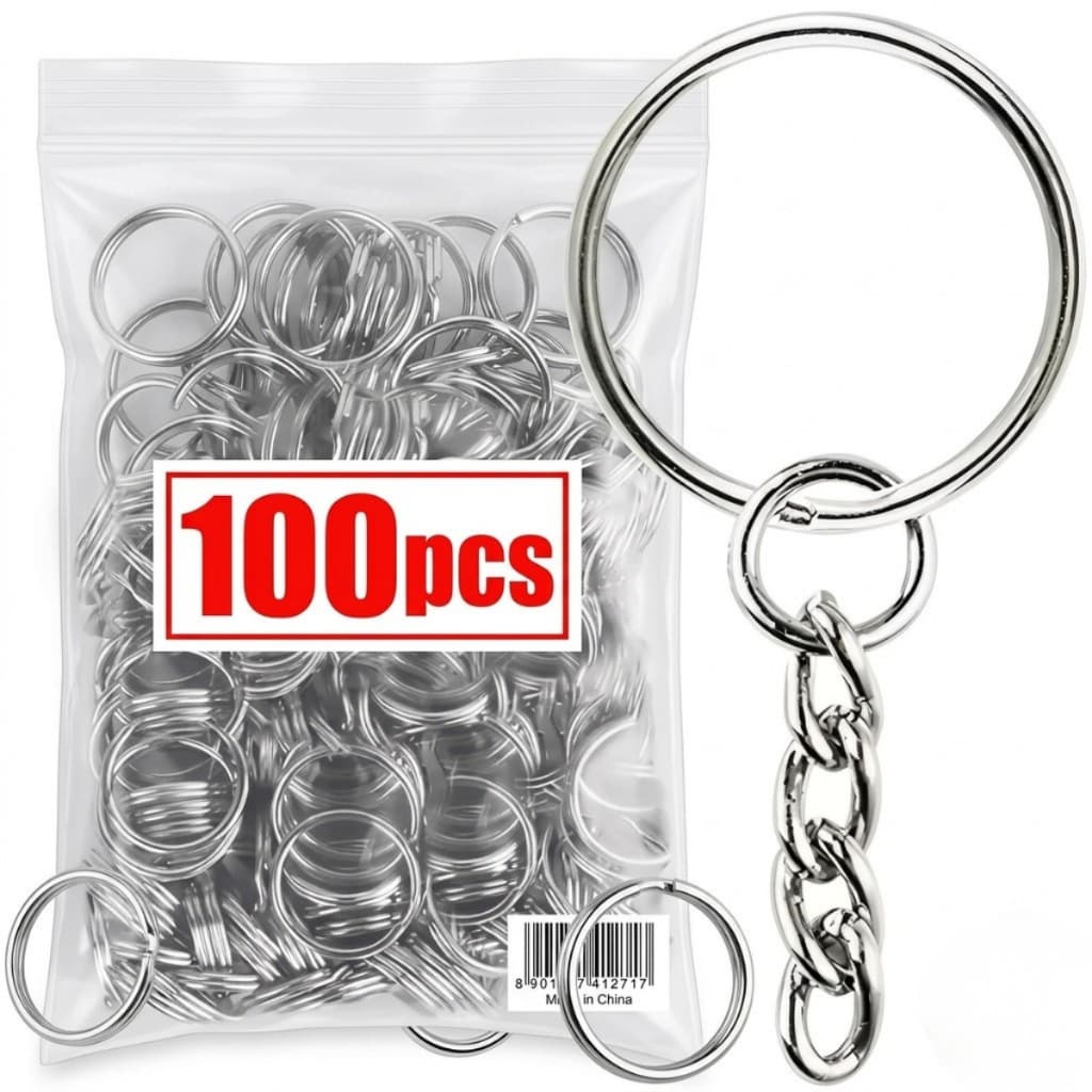 Argola com Corrente Chaveiro Ferro Brinde 20mm Aneis 100 Unidades