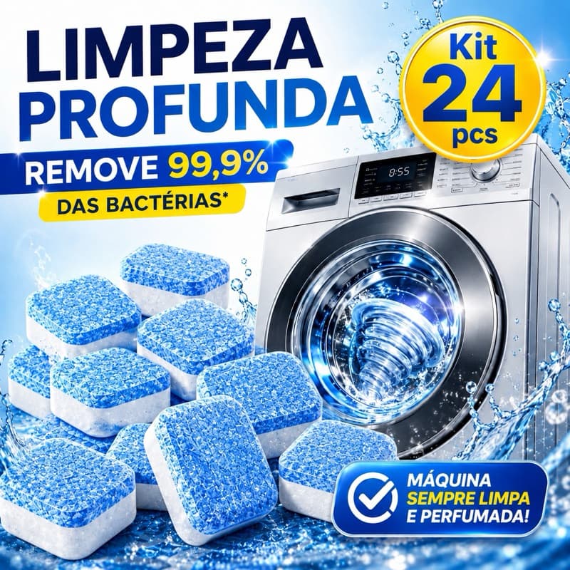Kit 6/12/24/36 Limpadores Pastilha Sabão para Máquina De Lavar Higienizar Mancha Mofo ENVIO IMEDIATO