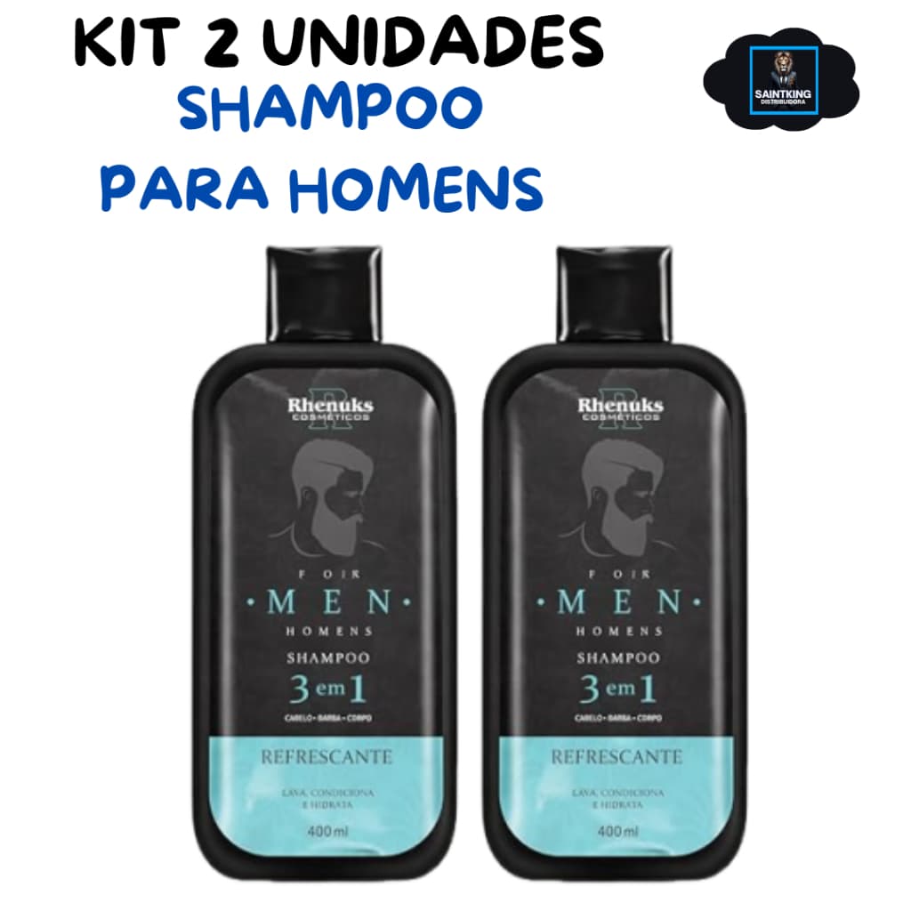 Shampoo Para Homens BARBA E CABELO - CAIXA COM 2 UNIDADES - RHENUKS