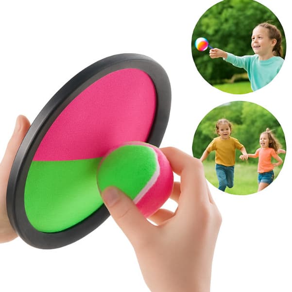 Jogo Infantil Bateu Colou Kit 2 Raquetes E Bola Velcro Bate e Gruda Tenis
